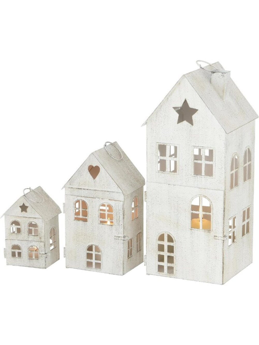 Chic Set of 3 Candle Lanterns for Home Decor, Rustic Accent Lighting